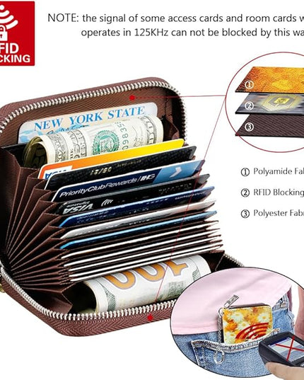 FurArt Zipper Wallet Women, RFID Blocking Credit Card Wallet, Business Card Holder, Compact Size KeyChain Wallet