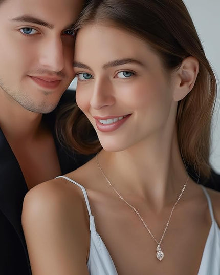 ANDSO Moissanite Heart Pendant Necklaces for Women, 925 Sterling Silver Necklace with Birthstone, Ideal Anniversary Present or Birthday Christmas Valentine Jewelry Gifts for Mom Wife Her Girlfriend