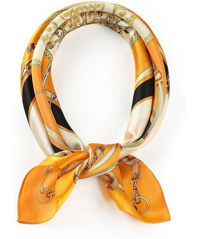 ANDANTINO 100% Real Mulberry Silk Scarf -21'' x 21''- Lightweight Neckerchief –Women Men Small Square Digital Printed Scarves