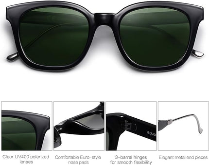 SOJOS Classic Square Polarized Sunglasses Womens Mens Retro Trendy UV400 Sunnies SJ2050