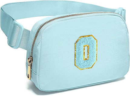 Gitus Gifts for 8 9 10 11 12 Year Old Girls Belt Bag Fanny Pack Crossbody Bags with Initial Letter Patch Cute Stuff Birthday Gifts for Teen Girls Women Personalized Trend Stuff (Icing Blue-O)