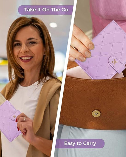 Melsbrinna Rfid Passport Holder for Travel women/Men, Cute Passport Wallet Rfid Blocking Card Slots, Rfid Passport Cover/CaseTravel Wallet, Passport Book Holder (1, LG PURPLE)