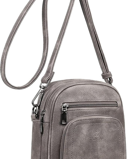 FADEON Small Purses for Women Crossbody Bags, Designer PU Leather Mini Cross Body Purse Travel Shoulder Bag Card Slots