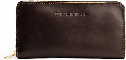 Portland Leather Goods Women's Accordion Zip Wallet – Handcrafted in Durable, Full-Grain Leather – 8 Card Slots & Secure Zippered Pocket – Grizzly