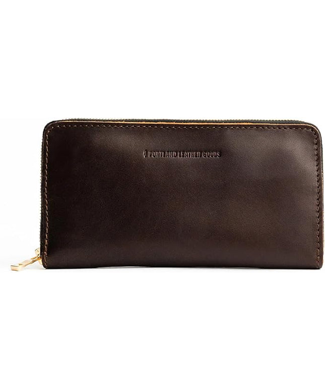 Portland Leather Goods Women's Accordion Zip Wallet – Handcrafted in Durable, Full-Grain Leather – 8 Card Slots & Secure Zippered Pocket – Grizzly