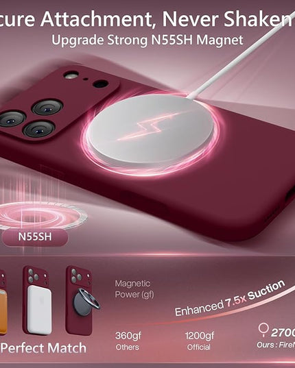 FireNova Magnetic for iPhone 17 Pro Max Case, Compatible with MagSafe, [Integrated Silicone Camera Control Button] [Camera Protection] Anti-Scratch Microfiber Lining Phone Case, 6.9", Plum