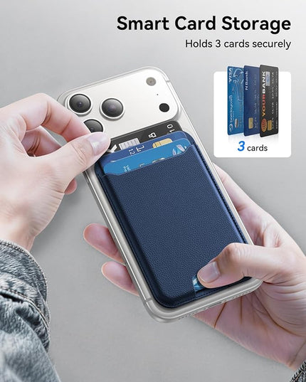 TWZKG for MagSafe Wallet, 3 Card Holder, Slim Magnetic Phone Wallet for iPhone 17/16/15/14/13/12 Pro Max Plus Air Series,RFID Blocking Vegan Leather,Navy Blue