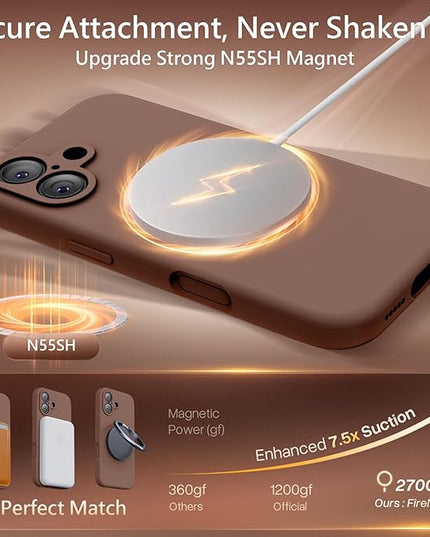 FireNova Magnetic for iPhone 17 Case, Compatible with MagSafe, [Integrated Silicone Camera Control Button] [Camera Protection] Anti-Scratch Microfiber Lining Phone Case, 6.3", Light Brown