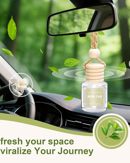 AROIC 6 Pack Car Air Freshener Hanging, New Car Scent Natural Plant Essential Oil Fragrance Diffuser, Unisex Air Freshener Aromatherapy Effectively Eliminates Odors Long-Lasting Fresh Scent (8ml Each)
