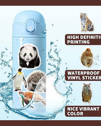 Cute Realistic Animal Stickers for Water Bottle,Waterproof Vinyl 50pcs Stickers for Laptop Computer Phone Bumper Skateboard Luggage Decals for Teens Adults