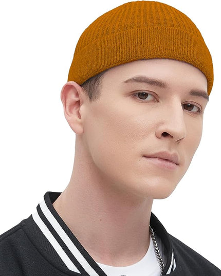 Fisherman Beanie Hats for Men Women,Wool Knit Trawler Skull Cap,Watch Cap,Spring Fall Winter Warm Short Hats