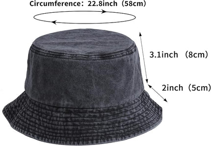 kozinu Washed Cotton Bucket Hats Packable Summer Outdoor Cap Travel Beach Sun Hat Plain Colors for Men Women