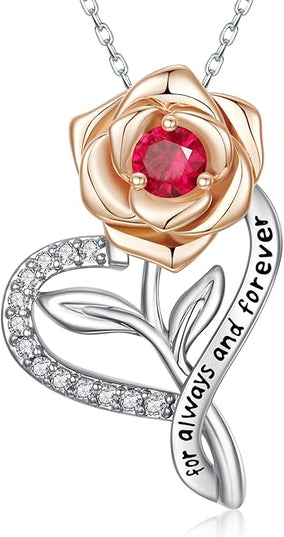 LAVALE Heart Birthstone Necklace for Women, Ideal Anniversary Birthday Gifts for Women Wife Girlfriend Her, Amazing Valentine's day Gift for Mom Women