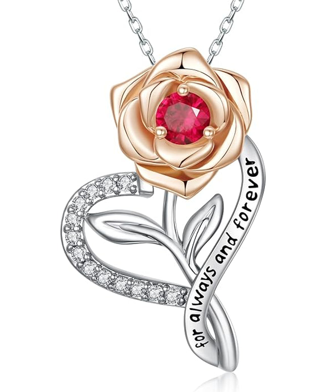 LAVALE Heart Birthstone Necklace for Women, Ideal Anniversary Birthday Gifts for Women Wife Girlfriend Her, Amazing Valentine's day Gift for Mom Women