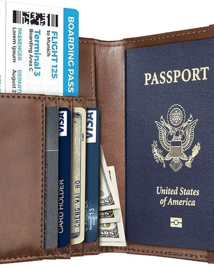 Passport Holder Cover Travel RFID Blocking Passport Cover Rose Gold Cute Flowers Passport Wallet with Elastic Band for Women