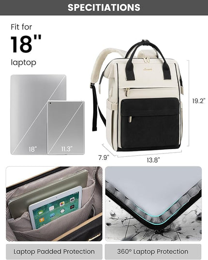 LOVEVOOK Laptop Backpack Purse for Women Waterproof Teacher Nurse Bag, 17.3 Inch Work Laptop Bag with Organizer Bag Business Travel Computer Backpack, 2pcs set