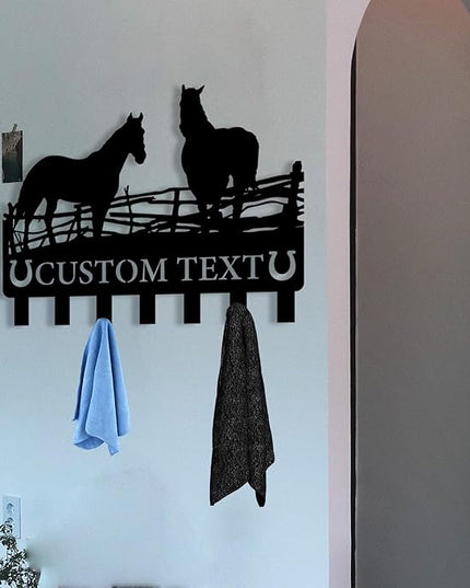 Personalized Metal Key Holder for Wall, Metal Wall Mount Custom Horse Name Hooks, Horse Ranch Key Hooks, Farm Key Hanger Decor, Key Rack for Hallway, Key Organizer for Living Room, Housewarming Gift