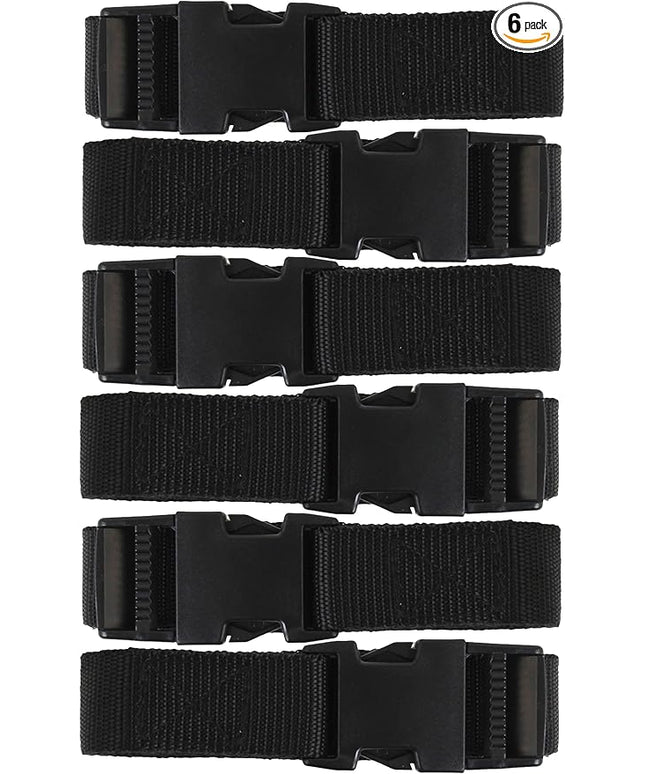 Utility Strap with Quick-Release Buckle, Black, 72-Inch, 6-Pack
