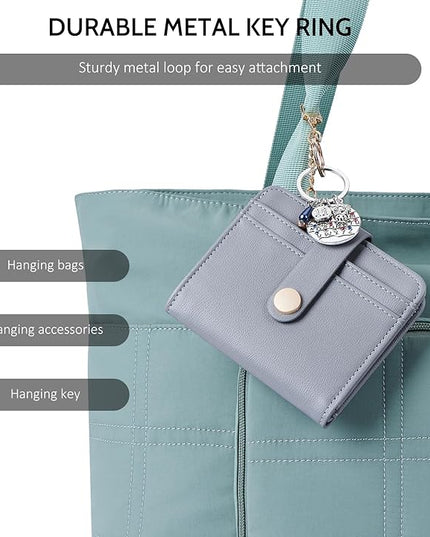 POIUGOYA Slim Wallet for Women,RFID Blocking Bifold Credit Card Holder with Zipper Coin Pocket,ID Window,Keychain