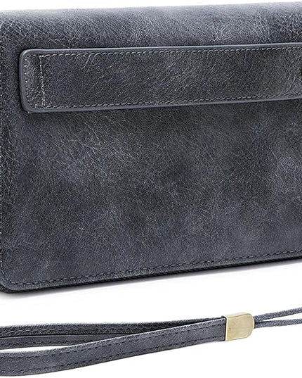 YAPAIOU Wallet For Women Large Capacity Wristlet Purse for Women RFID Blocking Multi Clutch Grey