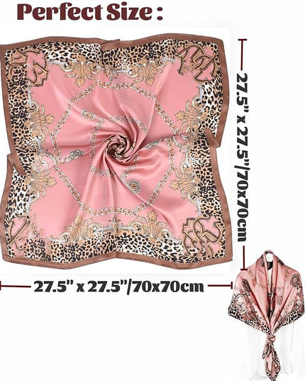 kcctoo 27.5" Mulberry Silk Feeling Head Scarf Women's Fashion Square Neck Satin Scarfs for Bag Hair Scarves Gift