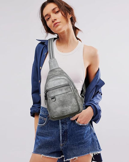 7L Sling Bag for Women Men Vegan Leather Crossbody Bags Fanny Pack Purse Backpack Over Shoulder Bag Travel Anti Theft