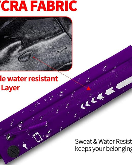USHAKE Slim Running Belt for Women Men-Runners Phone Holder Fanny Pack, Adjustable, Bounce Free Waist Pouch bag for Workout, Money Belt, Run Gear Accessories Purple