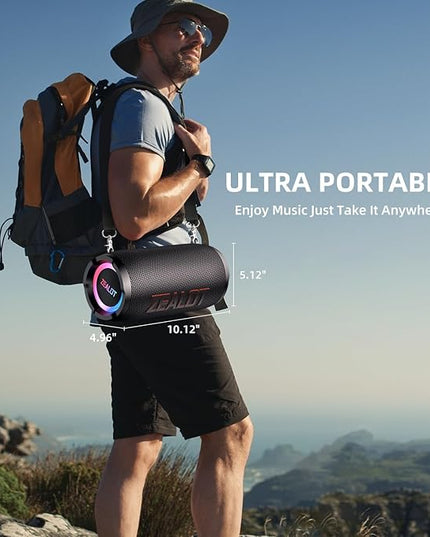 ZEALOT Portable Bluetooth Speaker,80W Peak(60W) Booming Sound Speakers with LED Light,Bluetooth 5.3, Loud Speaker for Home,Party,Camping,Beach,Gifts(Black)