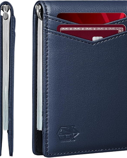 Zitahli Wallet for Men-6 Slots ID Window-Mens Wallets-Slim Wallet Classic Spring Money Clip RFID Blocking-Gift for Men