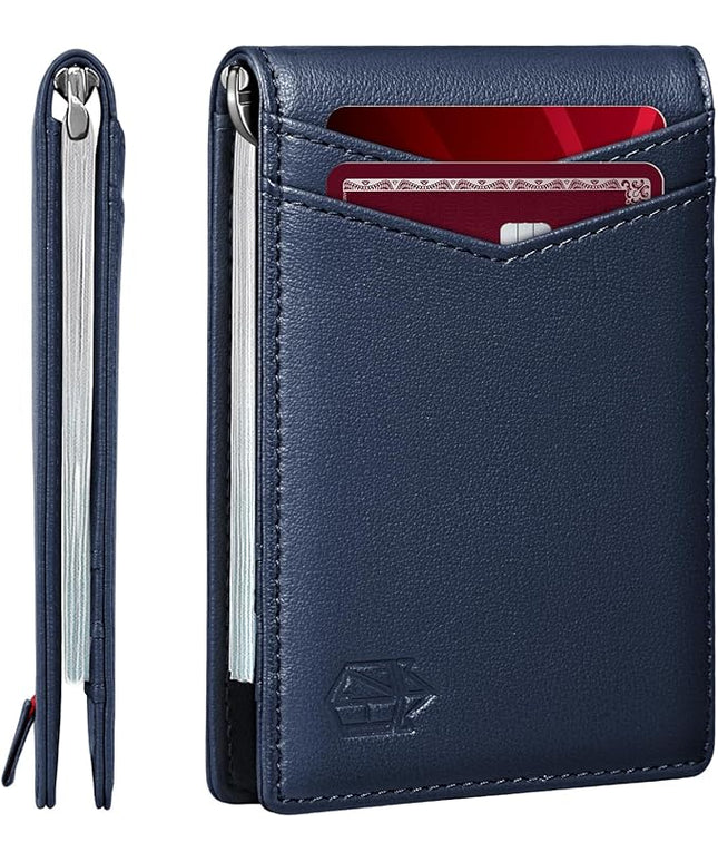 Zitahli Wallet for Men-6 Slots ID Window-Mens Wallets-Slim Wallet Classic Spring Money Clip RFID Blocking-Gift for Men