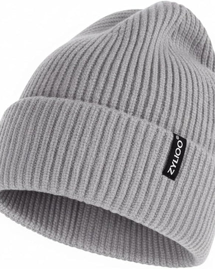 Zylioo Oversize Beanie Hats, XXL Big Size Ribbed Knit Cuffed Winter Hat for Cold Weather, Warm Skull Watch Cap