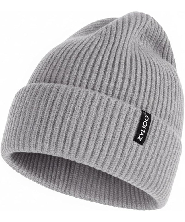 Zylioo Oversize Beanie Hats, XXL Big Size Ribbed Knit Cuffed Winter Hat for Cold Weather, Warm Skull Watch Cap