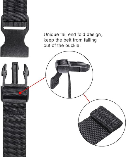 Vigorport Utility Straps Quick Release Nylon Backpack Accessory Bag Strap,Adjustable for Hiking,Travel,Outdoor Sports-4 Pack (Black, 0.75" W-24 L)