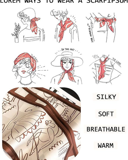 Head Scarf Purse Handle Neck Satin Hair Scarfs For Bag Lightweight Silky Long Thin Women's Fashion Scarves 59 * 5.9”