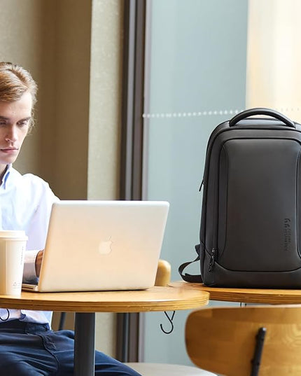 hk Laptop Backpack for Men with USB Charging Port Water-Resistant for 17.3 Inch Computer Bag Durable High-Tech Daypack Casual Backpack for Business Work College Weekender Travel- Black