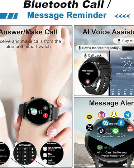 Smart Watch for Men Women Fitness: Waterproof Make Answer Call Digital Mens Watches Running Pedometer Step Tracker Smartwatch Android Phone iPhone Samsung Compatible Sleep SpO2 Heart Rate Monitor