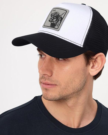 Animal Trucker Hats Leather Pattern Adjustable Snapback Mesh Animal Baseball Cap for Men