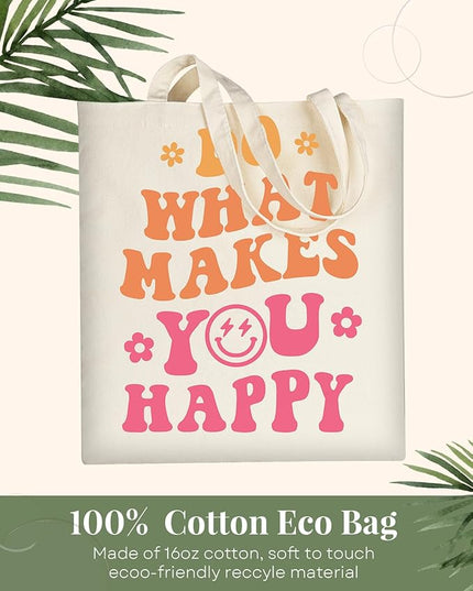 AUSVKAI Canvas Tote Bag Aesthetic for Women, Cute Reusable Cloth Cotton Bags for College Shopping Beach Grocery Trendy Gifts