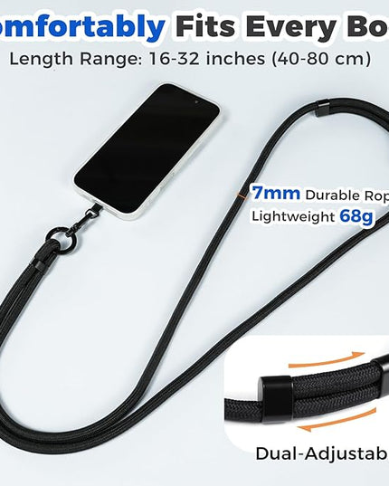 Moyad Crossbody Phone Lanyard, Anti-Theft Cell Phone Strap with 2 Tether Tab for iPhone, Universal Adjustable Neck Holder
