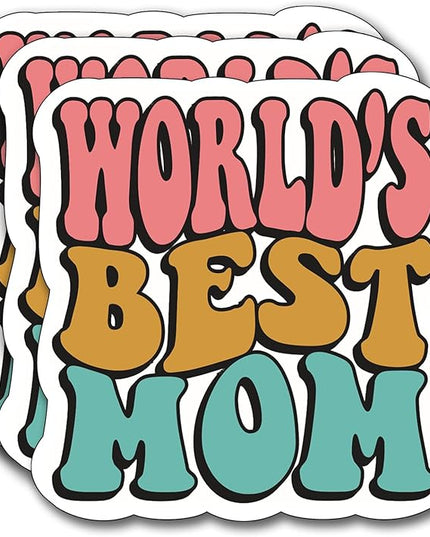 (3Pcs) World's Best Mom Sticker, Decal Gifts Mama Decorate Books Laptop Phone Water Bottles Kindles Stickers Tumbler Sticker Waterproof Vinyl Decorate Sticker 3" Inch