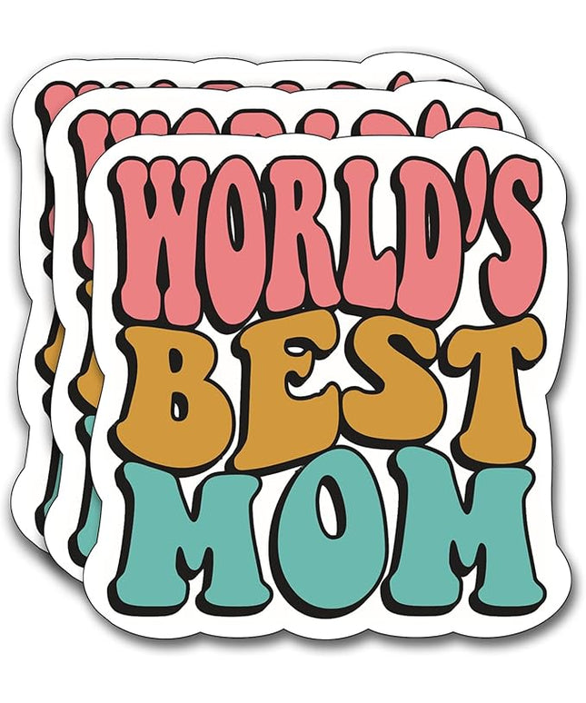 (3Pcs) World's Best Mom Sticker, Decal Gifts Mama Decorate Books Laptop Phone Water Bottles Kindles Stickers Tumbler Sticker Waterproof Vinyl Decorate Sticker 3" Inch