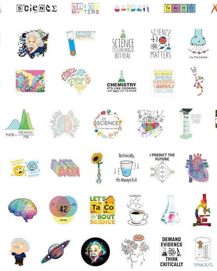 106pcs Math & Science Stickers - Funny Gifts for Women & Men, Vinyl Stickers for Laptops, Water Bottles & Notebooks