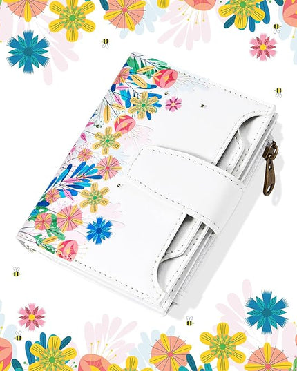 Airkit Small Wallet Women RFID Blocking Leather Bifold Compact Card Holder Wallet for Women with Zipper Coin Pocket 4 ID Window