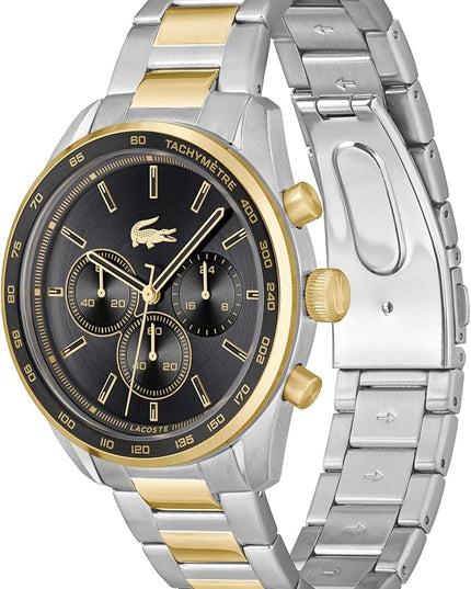 Lacoste Boston Men's Chronograph Watch - Classic Stainless Steel - Tachymeter - Water Resistant up to 5ATM/50 Meters - Modern Design for Him - 42mm