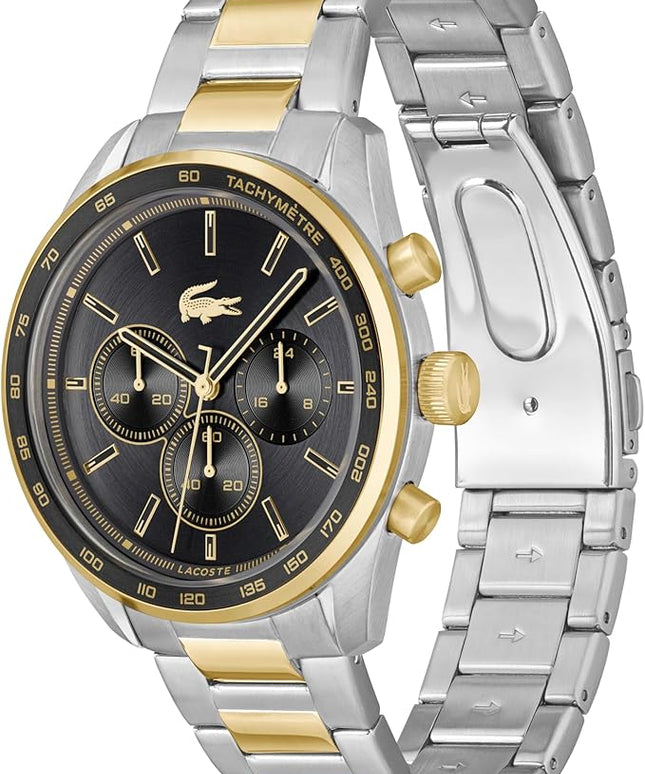 Lacoste Boston Men's Chronograph Watch - Classic Stainless Steel - Tachymeter - Water Resistant up to 5ATM/50 Meters - Modern Design for Him - 42mm