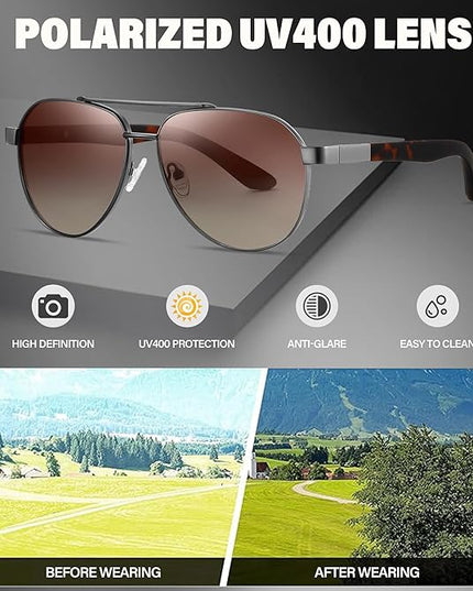 Joopin Polarized Metal Aviation Sunglasses Men, Classic Military Sun Glasses Women, Rectangle Shades UV400 Protection Costume