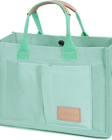Canvas Tote Bag for Women Crossbody Work Purse with Pockets Top Handle Handbag Satchel Bags for Travel Nurse Teacher