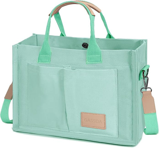 Canvas Tote Bag for Women Crossbody Work Purse with Pockets Top Handle Handbag Satchel Bags for Travel Nurse Teacher