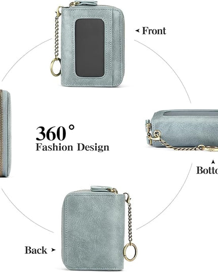 GOIACII Small Genuine Leather Wallet for Women, RFID Blocking Credit Card Holder Wallet