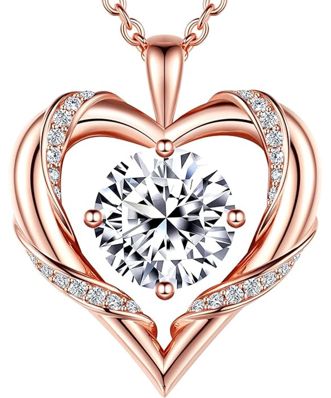 Beam & Bask 2-3 Ct Moissanite Heart Necklaces for Women, 18K Gold Plated Romantic Pendant for Anniversary Birthday, 925 Sterling Silver Jewelry for Wife Girlfriend Mom Her